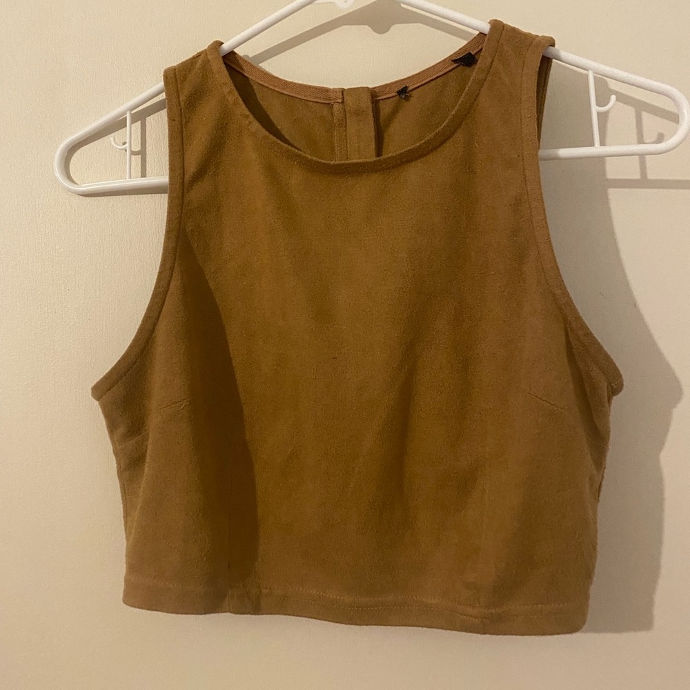 Faux suede crop zipper back